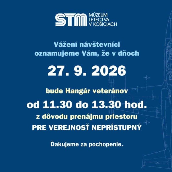 Oznam o nedostupnosti Hangáru veteránov