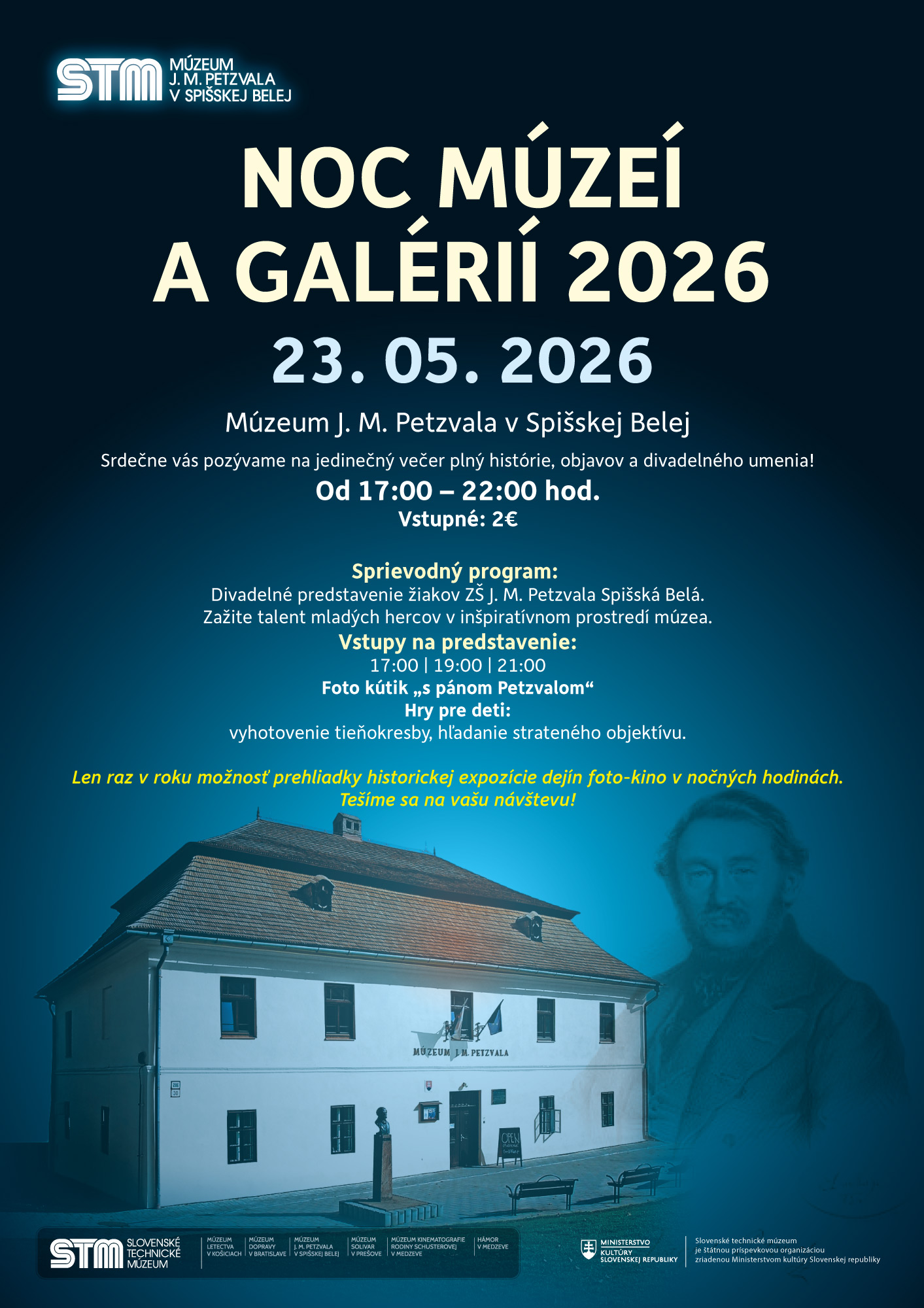 program noci muzei a galerii v muzeum j. m. petzvala v spisskej belej